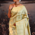 Diaquiri Green Floral Kanjivaram Silk Saree