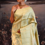 Diaquiri Green Floral Kanjivaram Silk Saree