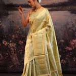 Diaquiri Green Floral Kanjivaram Silk Saree