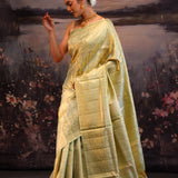 Diaquiri Green Floral Kanjivaram Silk Saree