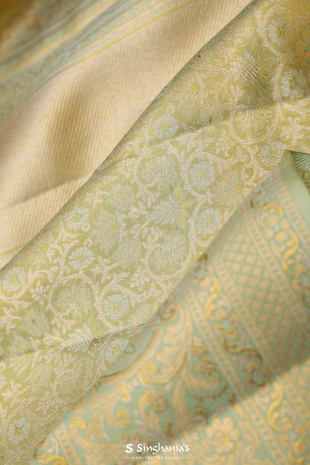 Diaquiri Green Floral Kanjivaram Silk Saree
