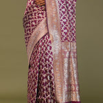 Blackberry Banarasi Saree With Leaf Jaal