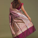 Blackberry Banarasi Saree With Leaf Jaal