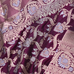 Blackberry Banarasi Saree With Leaf Jaal