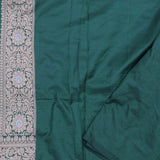 Bottle Green Banarasi Silk Saree With Elephant And Leaf Motifs