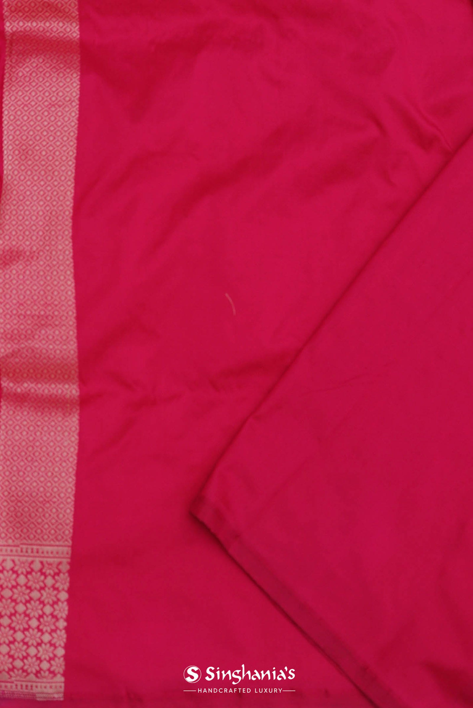 Hot Pink Banarasi Saree With Floral Jaal And Shikargah Design