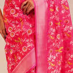 Jangla Banarasi Silk Saree In Punch Pink