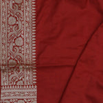 Apple Red Banarasi Silk Saree With Gold Zari Border