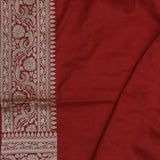 Apple Red Banarasi Silk Saree With Gold Zari Border