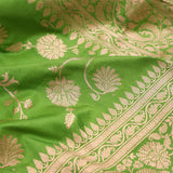Parrot Green Jaali Banarasi Silk Saree