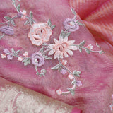 Hot Pink Crafted Tissue Saree