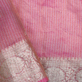 Hot Pink Crafted Tissue Saree