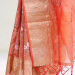 Sunset Orange Crafted Tissue Saree