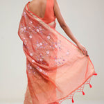 Sunset Orange Crafted Tissue Saree