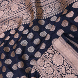 Black Banarasi Silk Saree Gold Zari Border And Butti'S