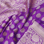 Dark Purple Banarasi Silk Saree With Gold Zari Border And Butti'S