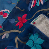 Prussian Blue Crafted Organza Saree