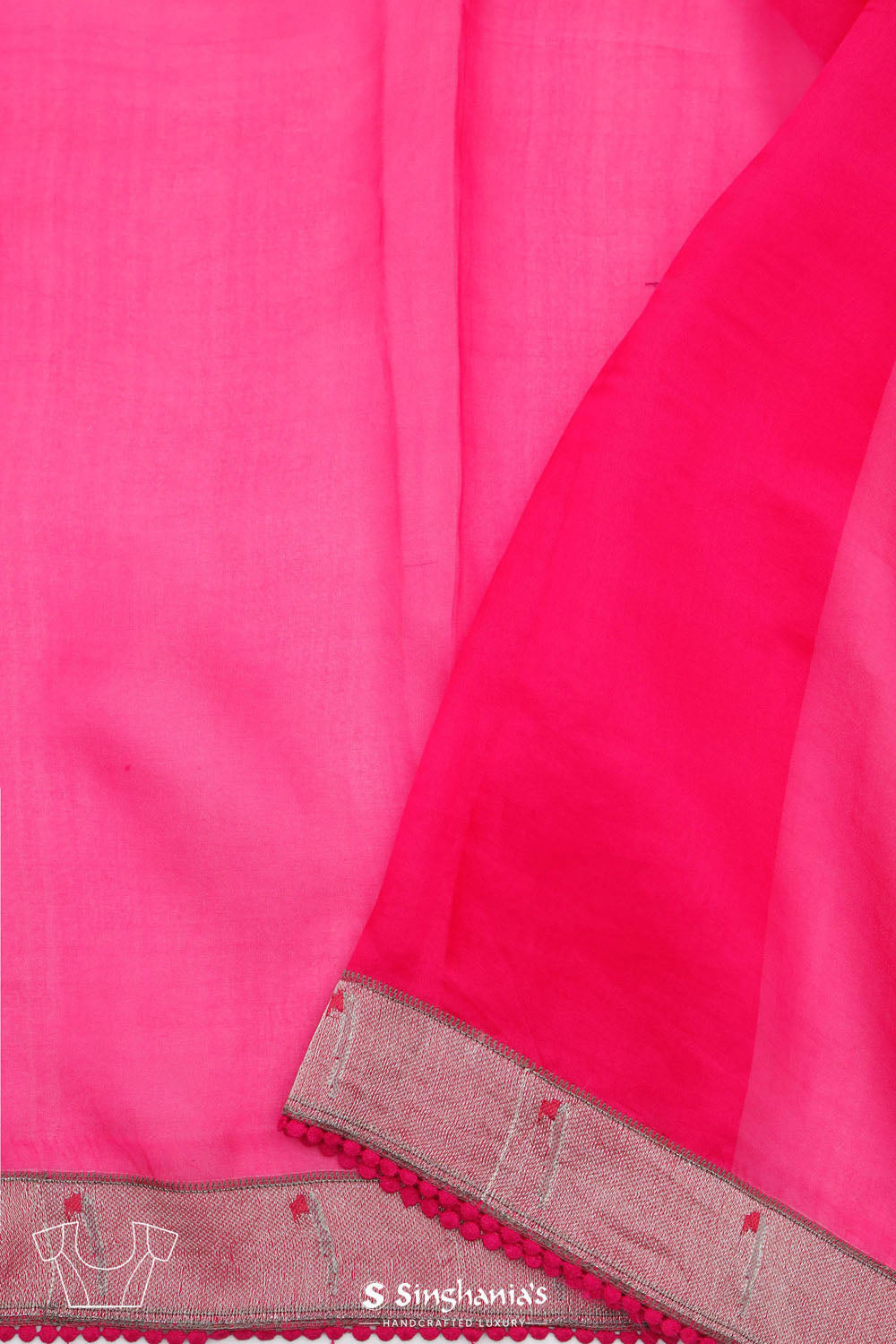 Ruby Pink Crafted Organza Saree