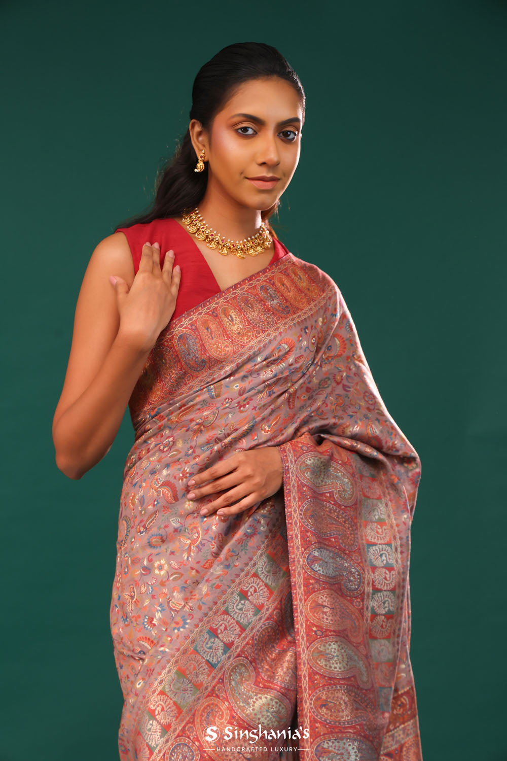 Kani Kashmiri Silk Saree - Silver Grey