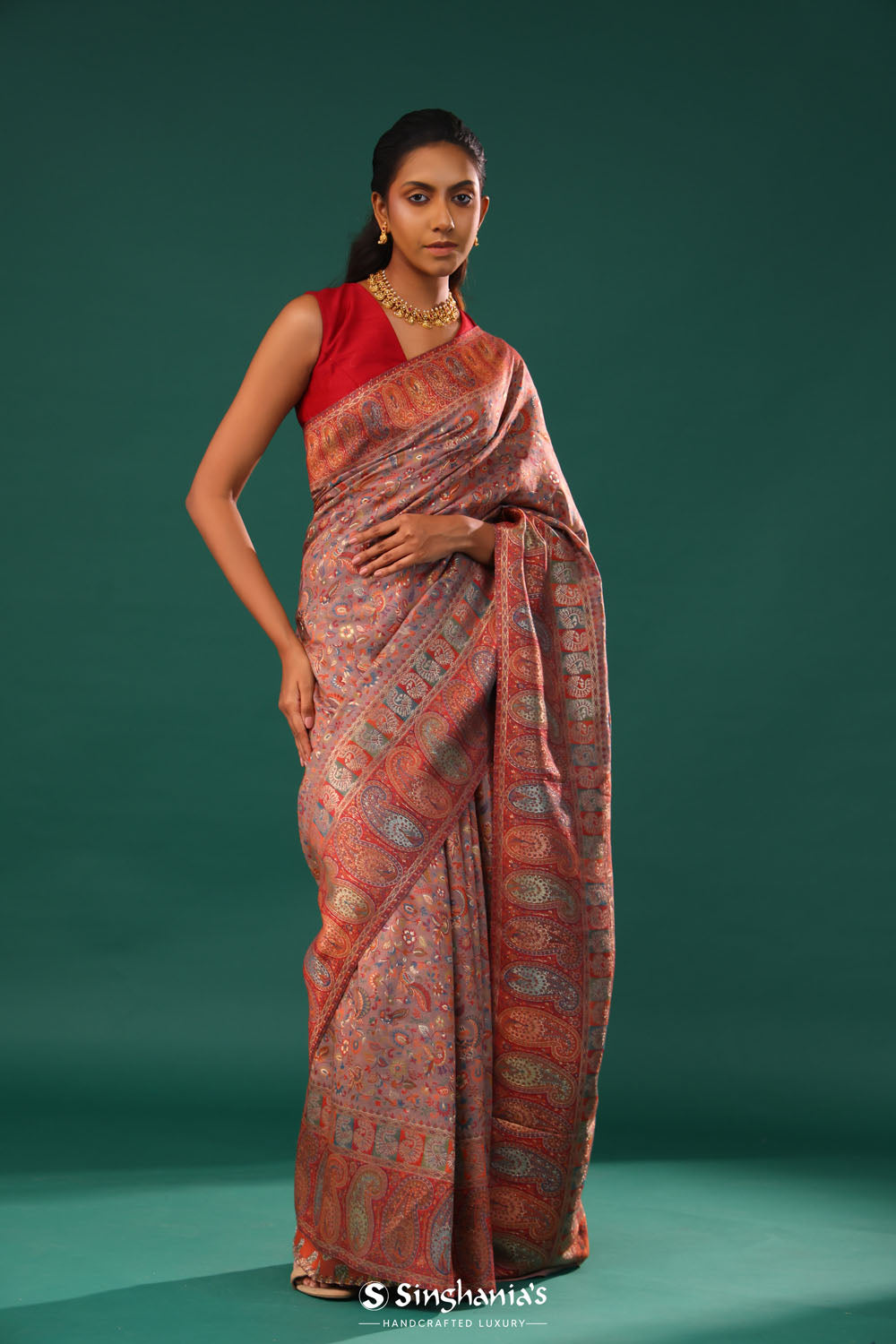 Kani Kashmiri Silk Saree - Silver Grey