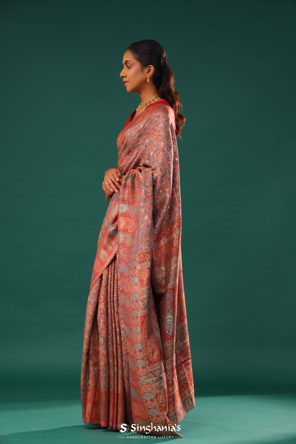 Kani Kashmiri Silk Saree - Silver Grey