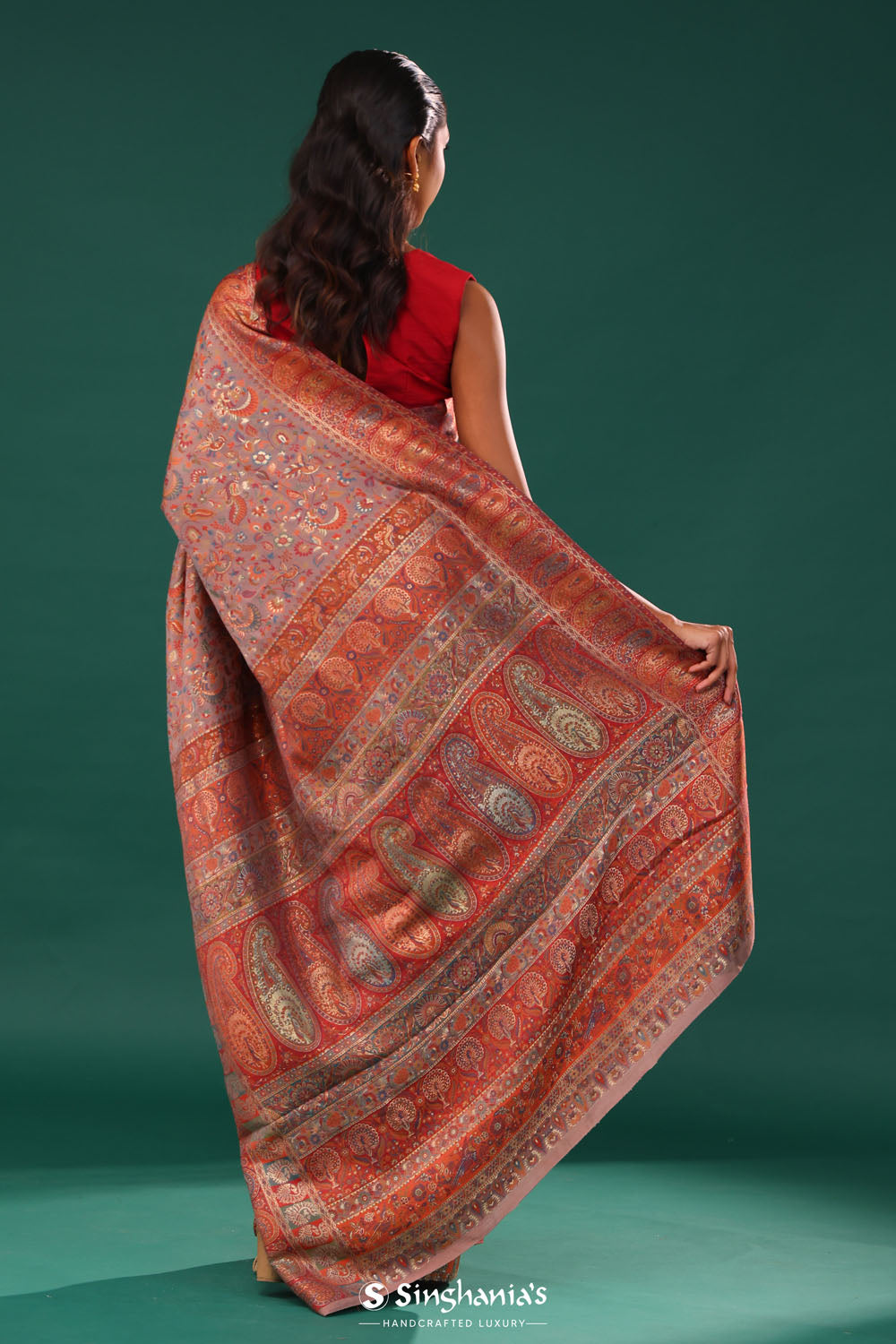 Kani Kashmiri Silk Saree - Silver Grey