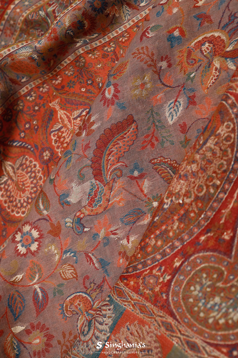 Kani Kashmiri Silk Saree - Silver Grey