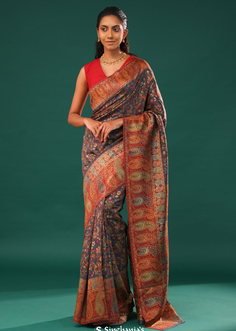 Kani Kashmiri Silk Saree - Marengo Grey