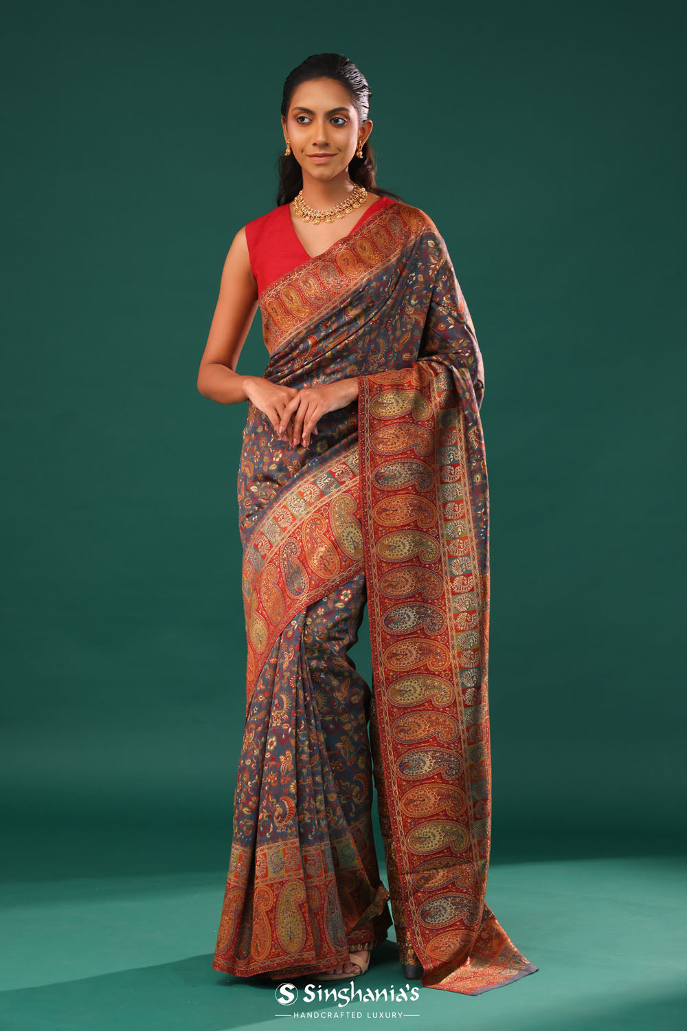 Kani Kashmiri Silk Saree - Marengo Grey