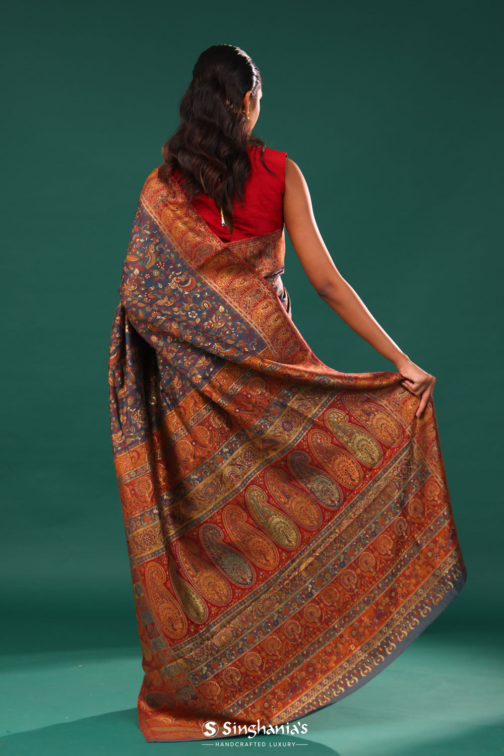 Kani Kashmiri Silk Saree - Marengo Grey