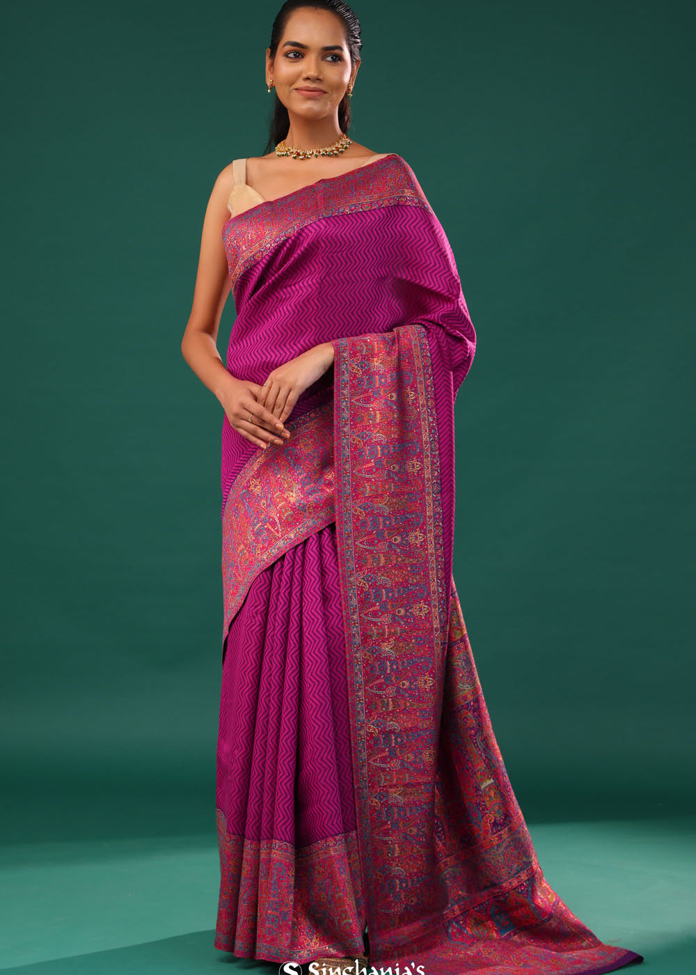 Kani Kashmiri Silk Saree - Mulberry Purple