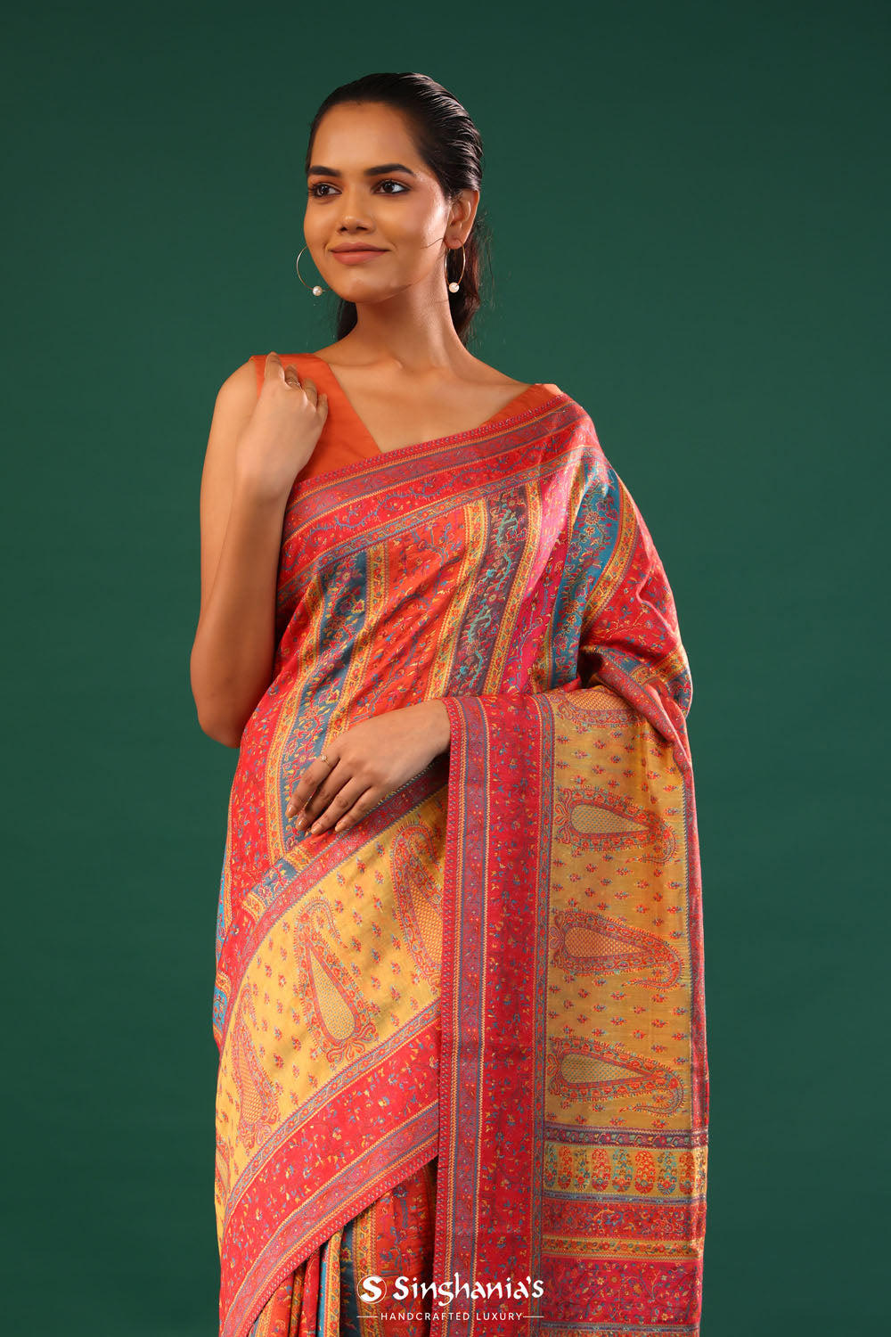 Kani Kashmiri Silk Saree - Yellow Multicolour