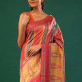 Kani Kashmiri Silk Saree - Yellow Multicolour