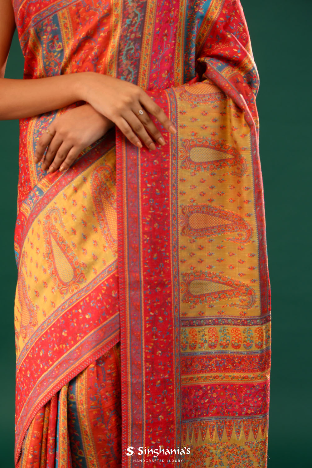 Kani Kashmiri Silk Saree - Yellow Multicolour