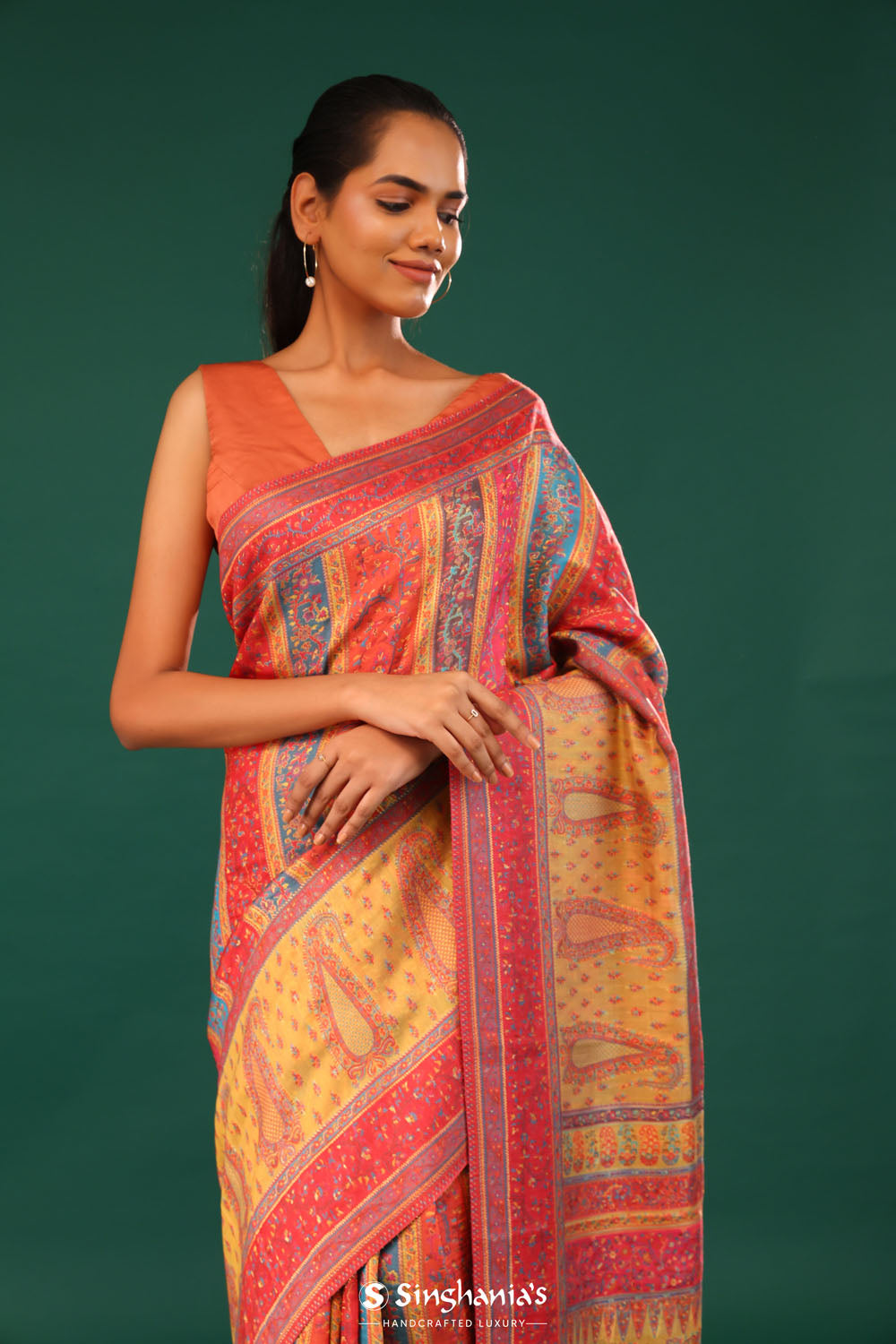 Kani Kashmiri Silk Saree - Yellow Multicolour