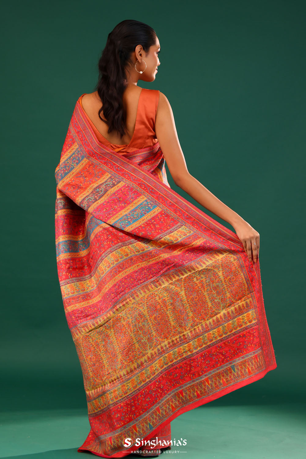 Kani Kashmiri Silk Saree - Yellow Multicolour