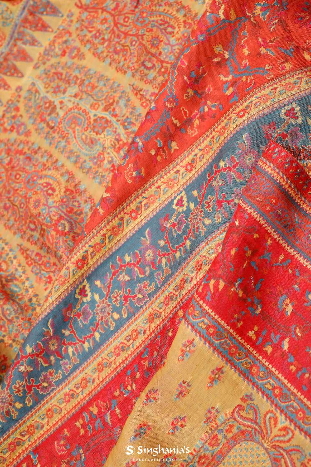 Kani Kashmiri Silk Saree - Yellow Multicolour