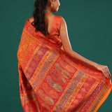 Kani Kashmiri Silk Saree - Pumpkin Orange
