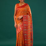 Kani Kashmiri Silk Saree - Pumpkin Orange