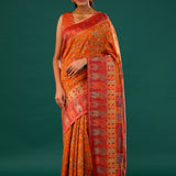 Kani Kashmiri Silk Saree - Pumpkin Orange