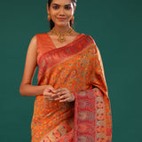 Kani Kashmiri Silk Saree - Pumpkin Orange