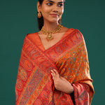 Kani Kashmiri Silk Saree - Pumpkin Orange
