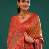Kani Kashmiri Silk Saree - Pumpkin Orange