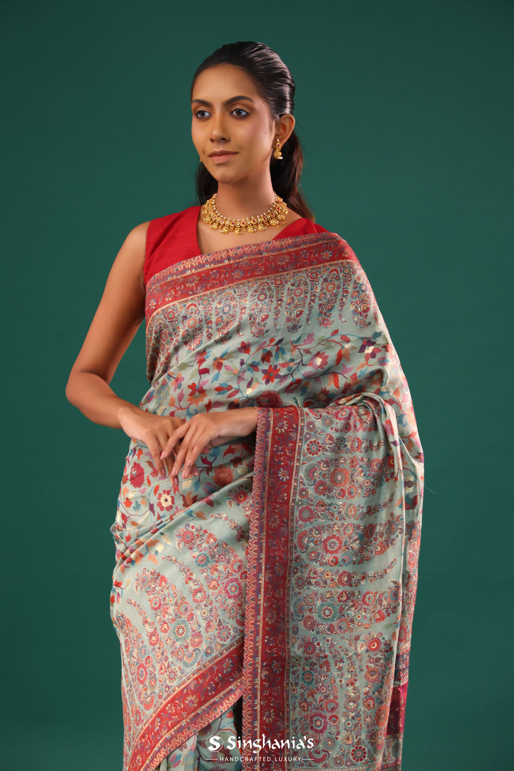 Kani Kashmiri Silk Saree - Pastel Blue