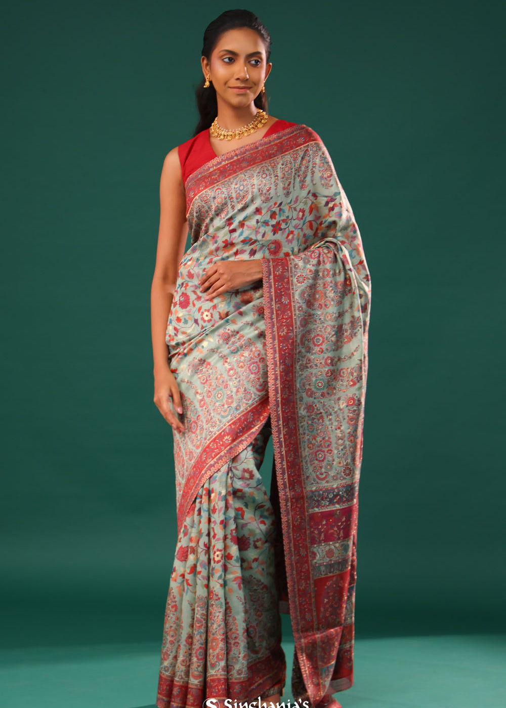 Kani Kashmiri Silk Saree - Pastel Blue
