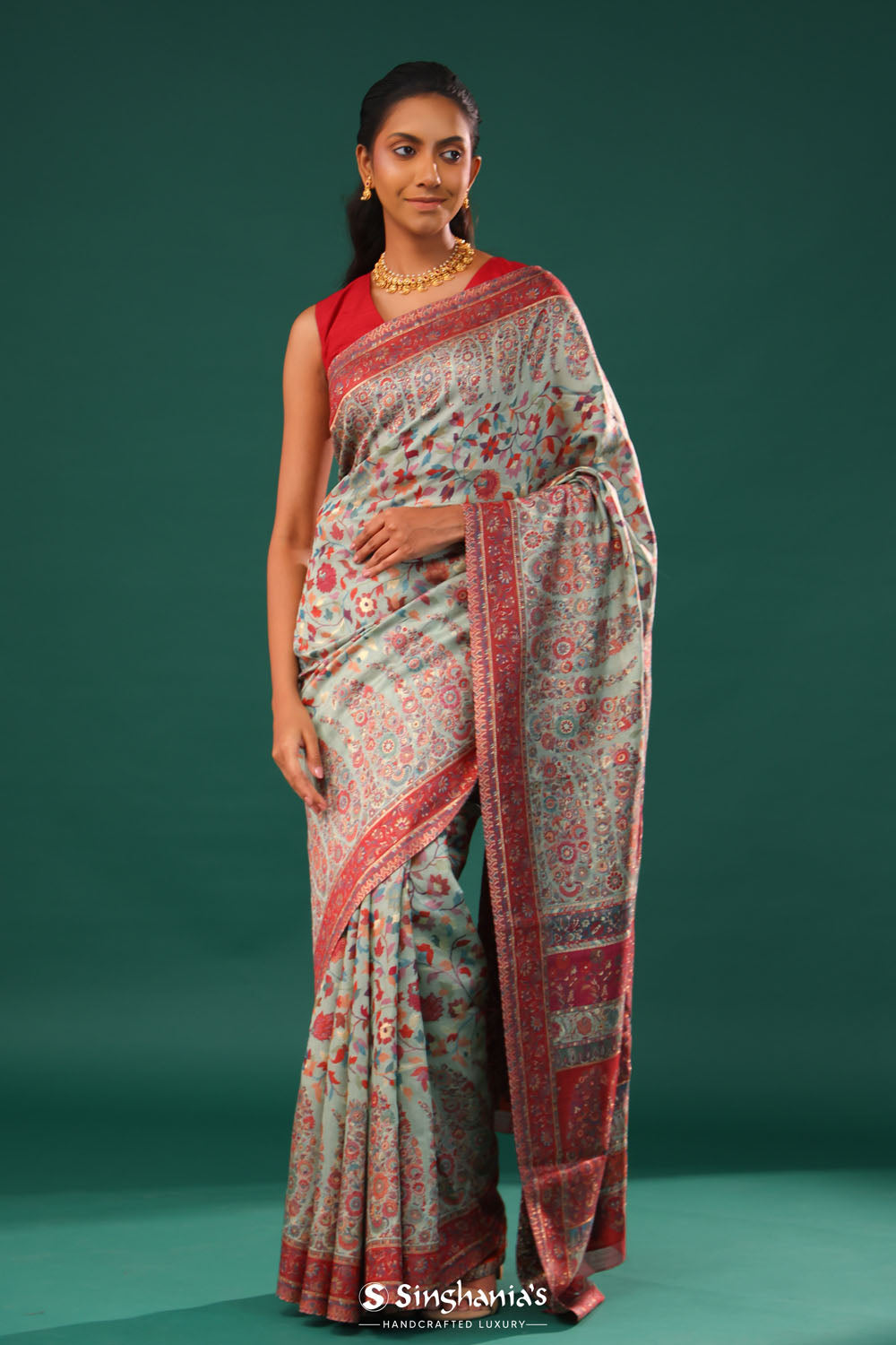 Kani Kashmiri Silk Saree - Pastel Blue