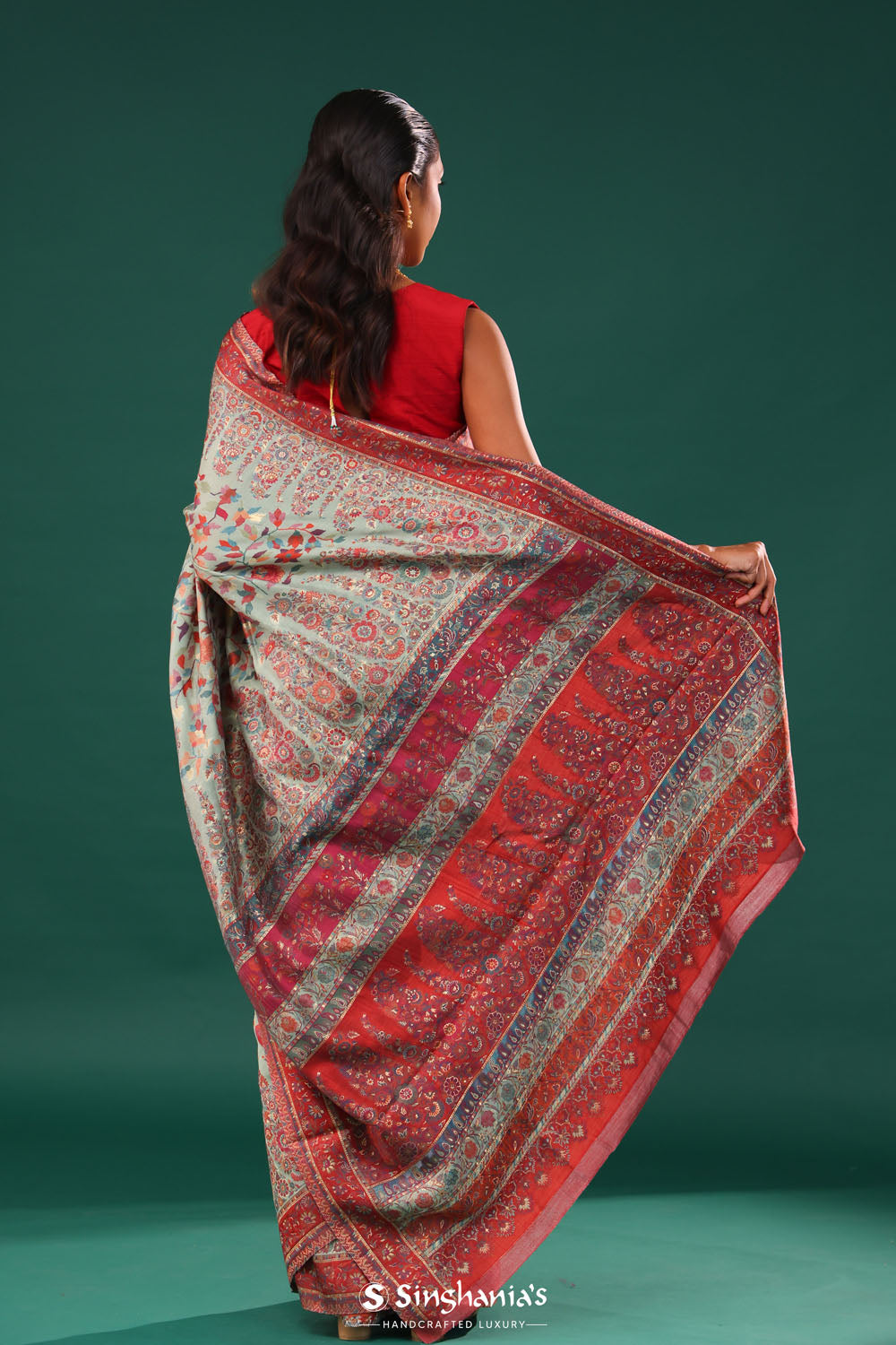 Kani Kashmiri Silk Saree - Pastel Blue