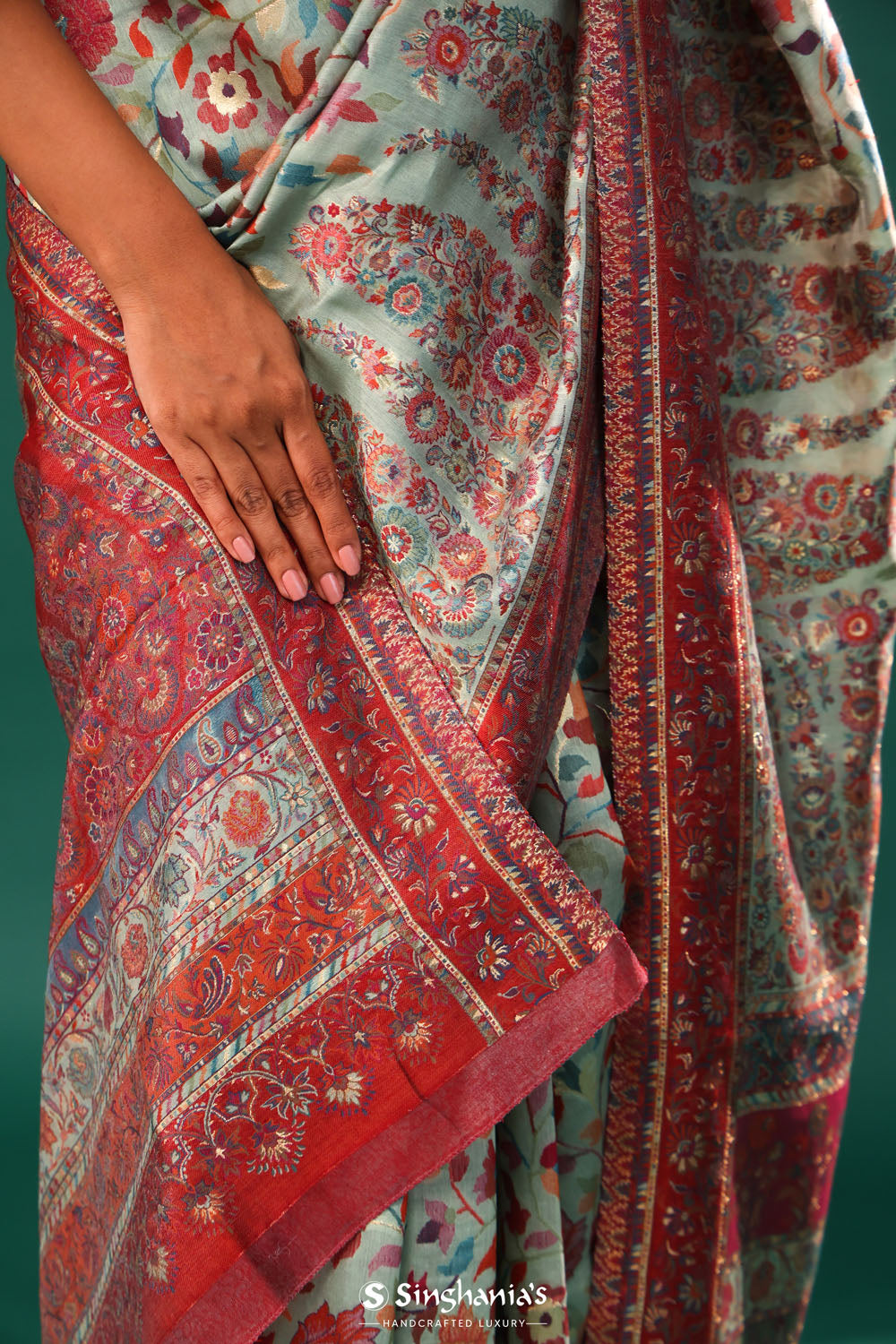 Kani Kashmiri Silk Saree - Pastel Blue