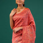 Kani Kashmiri Silk Saree - Gerogia Peach