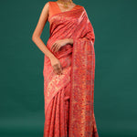 Kani Kashmiri Silk Saree - Gerogia Peach